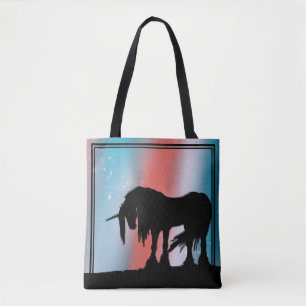 Bolso De Tela Unicornio místico (rojo y azul)