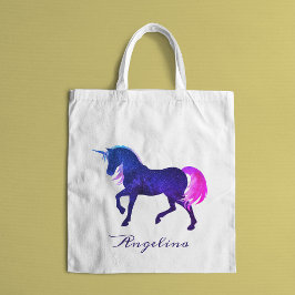 Bolso De Tela Unicornio, Personalizado de color azul celeste y m