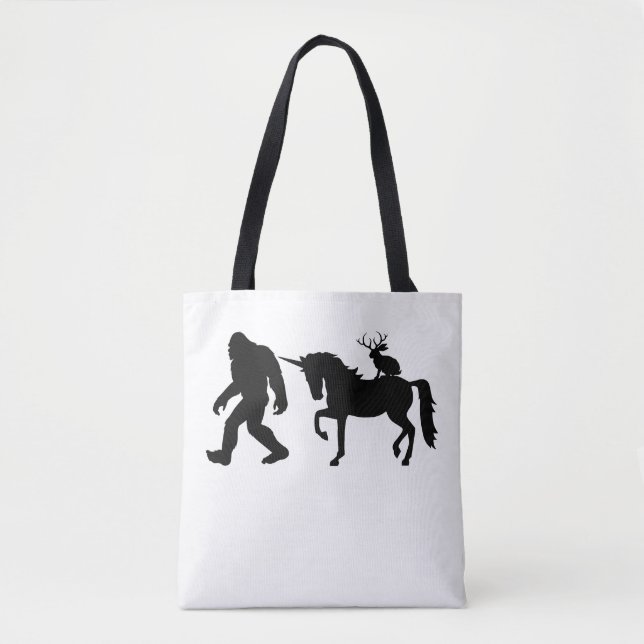 Bolso De Tela Unicornio, Pie Grande, Jackalope (Anverso)