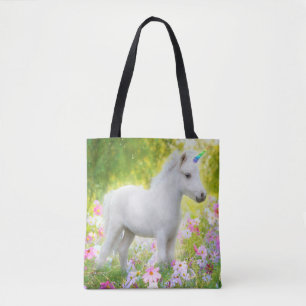 Bolso De Tela Unicornio Poni Blanco