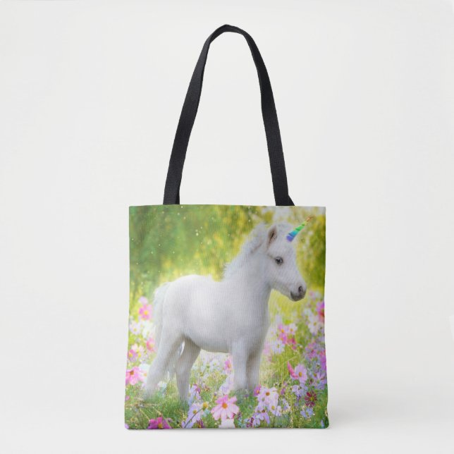 Bolso De Tela Unicornio Poni Blanco (Anverso)