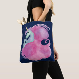 Bolso De Tela Unicornio rosa bonito en azul