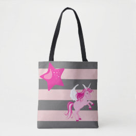 Bolso De Tela Unicornio rosa y estrella rosa