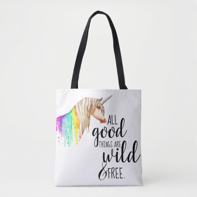 Bolso De Tela Unicornio salvaje y libre (Anverso)