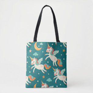 Bolso De Tela Unicornio Verde para niños