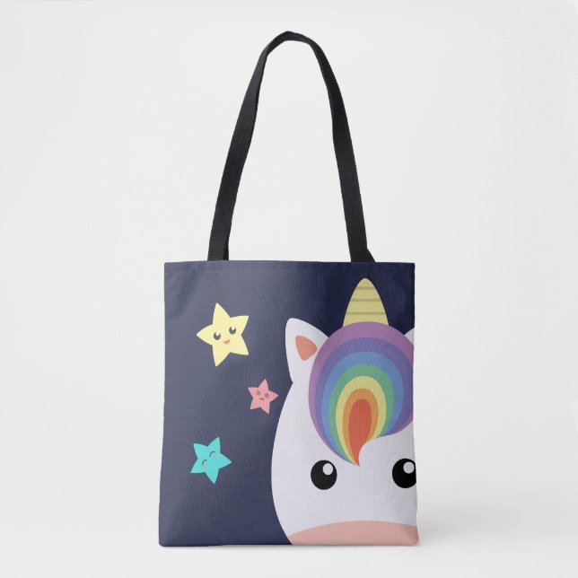 Bolso De Tela Unicornio y estrellas (Anverso)