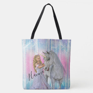 Bolso De Tela Unicornio y Princesa
