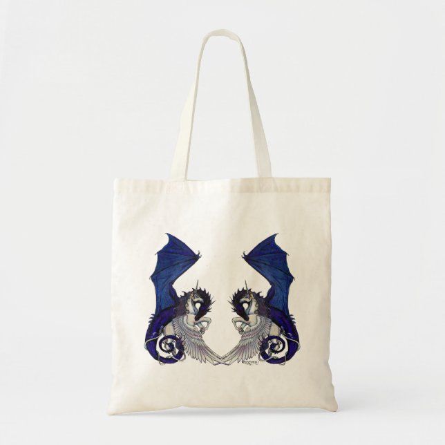 Bolso De Tela Unicornio y tote del dragón (Frente)