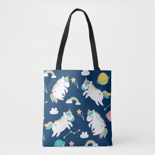 Bolso De Tela Unicornios espaciales (Anverso)