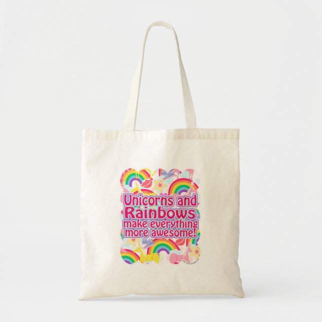 Bolso De Tela Unicornios y arco iris (Frente)