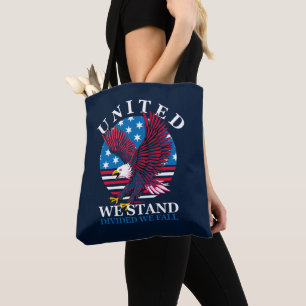 Bolso De Tela Unidos nos ponemos de pie - Águila y bandera estad