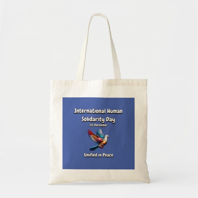 Bolso De Tela Unificado en paz. Día de la Solidaridad Humana. (Frente)