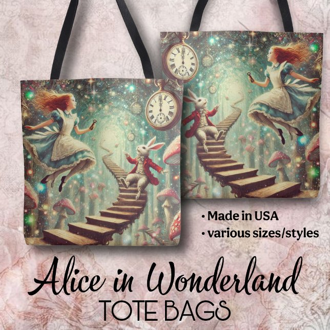 Bolso De Tela Unique Wonderland Art Alice Rabbit Hole (Subido por el creador)