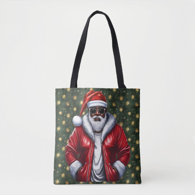 Bolso De Tela Uniquely Black Santa Large Shoulder Tote (Anverso)