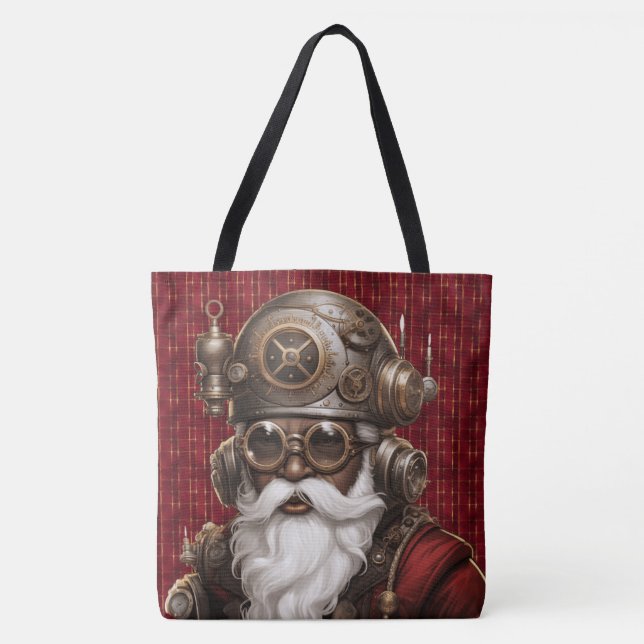 Bolso De Tela Uniquely Black Steampunk Santa Large Shoulder Tote (Anverso)