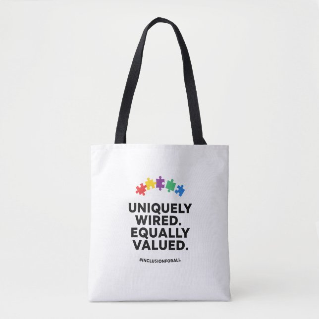 Bolso De Tela Uniquely Wired Equally Valued Awareness Art (Anverso)