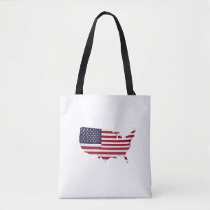 Bolso De Tela United States Map Filled with American Flag