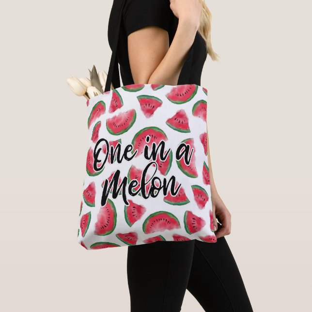 Bolso De Tela Uno en Melon Cita Patrón de acuarela de sandía (Detalle)