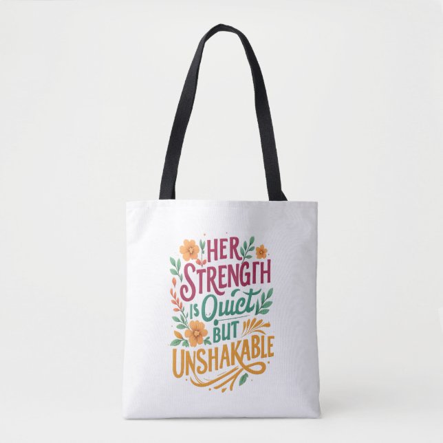 Bolso De Tela  Unshakable Strength – Empowering Quote for Women (Anverso)