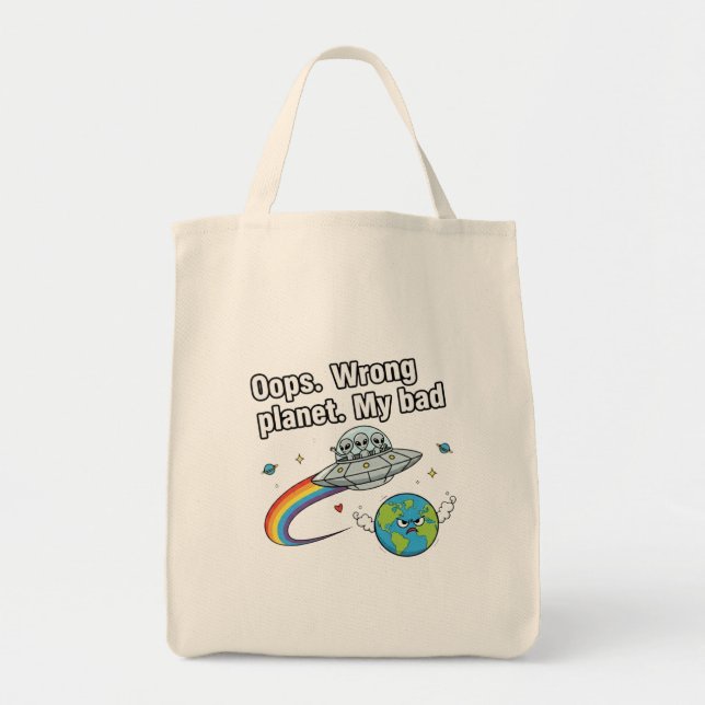 Bolso De Tela Ups. Planeta equivocado. Mi error (Frente)