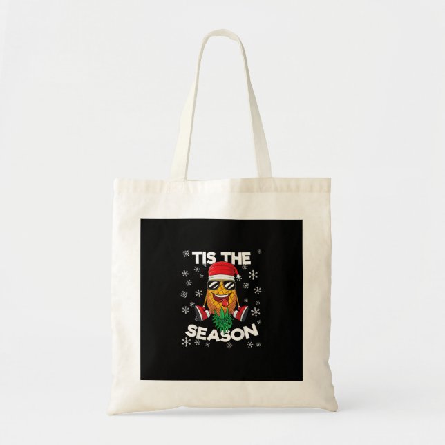 Bolso De Tela Upside Down Pineapple Santa Tis Season Christmas S (Frente)