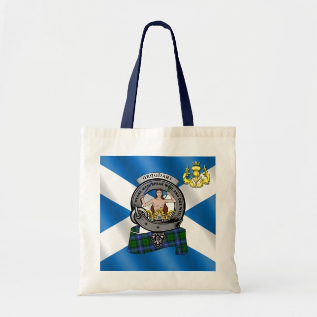 Bolso De Tela Urquhart Clan Badge & Tartán (Frente)