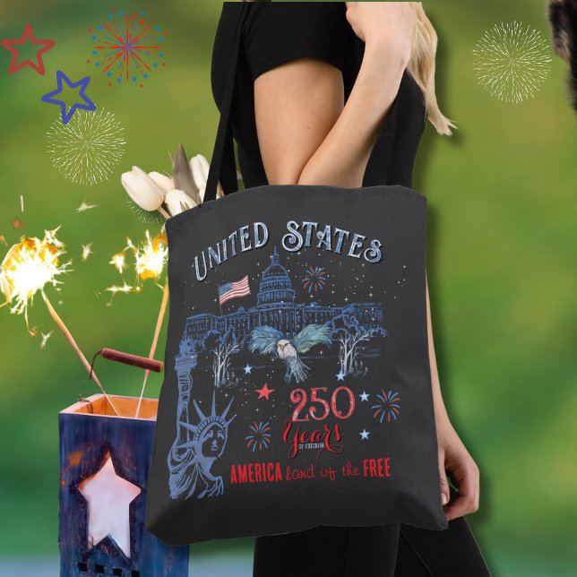 Bolso De Tela US 250 Years of Freedom Statue of Liberty & Eagle (US 250 Years of Freedom Statue of Liberty & Eagle Tote Bag)