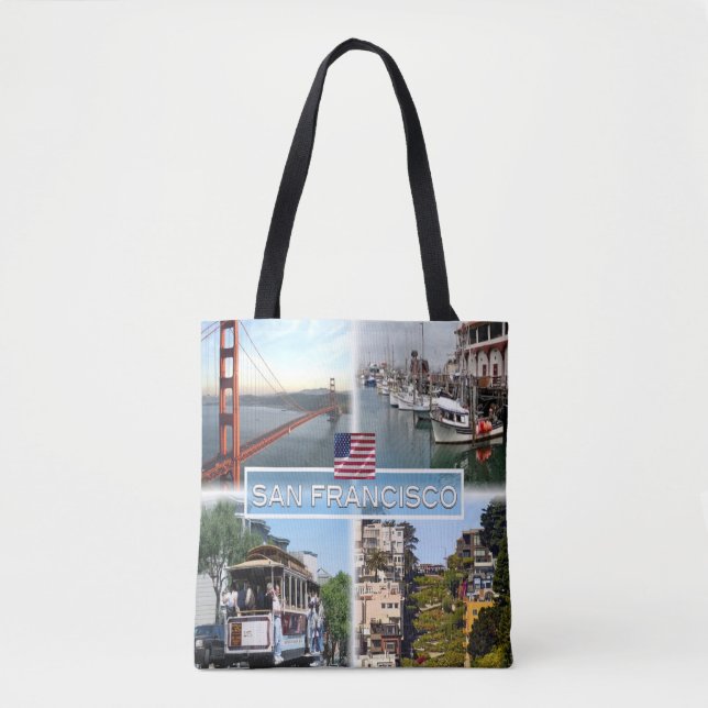 Bolso De Tela US San Francisco - Golden Gate Bridge - Cable Car. (Anverso)