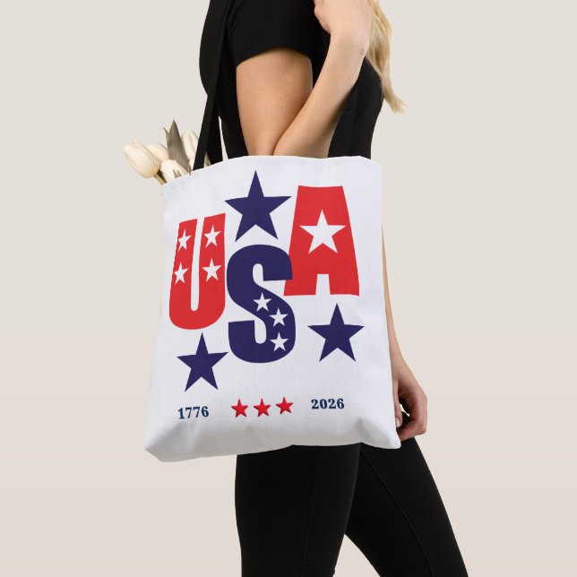 Bolso De Tela USA AMERICA250 Independence Day 1776 - 2026  (Detalle)
