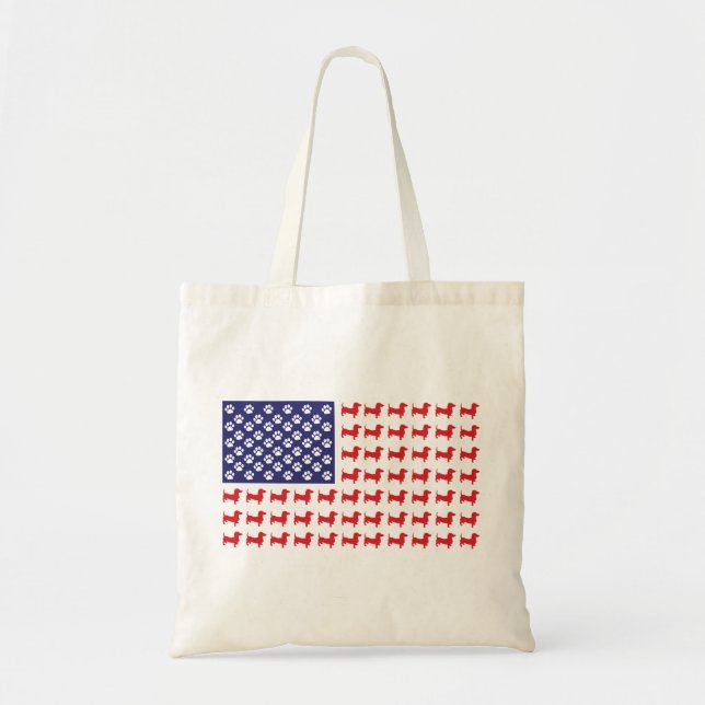 Bolso De Tela USA-Flag-Dachshund (Frente)