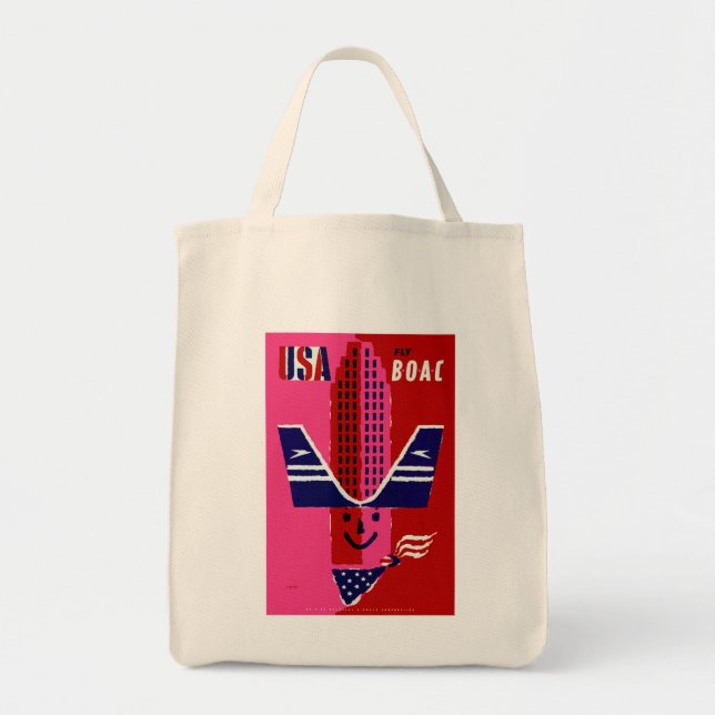 Bolso De Tela USA ~ Fly BOAC (Frente)