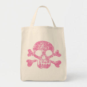 Bolso De Tela Usado cráneo y bandera pirata