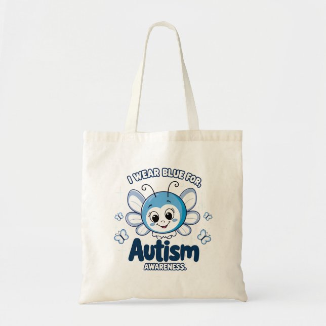 Bolso De Tela Uso el azul para la conciencia del autismo (Frente)