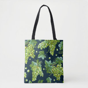 Bolso De Tela Uva verde: Patrón oscuro de acuarela