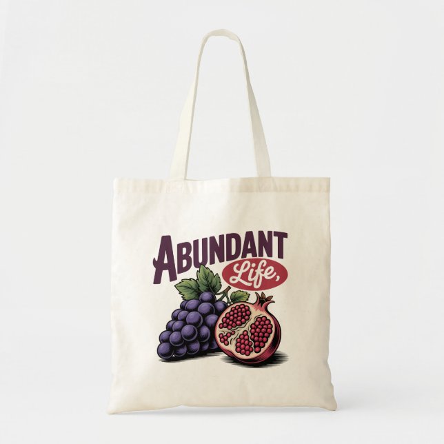 Bolso De Tela Uvas Abundantes de la vida Pomegranate Retro Tee (Frente)