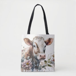 Bolso De Tela Vaca acuarela En Flores Silvestres