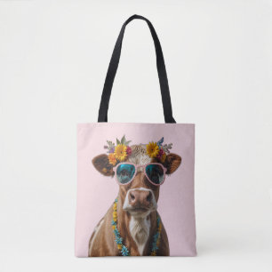 Bolso De Tela Vaca Alegre Con Gafas De Sol