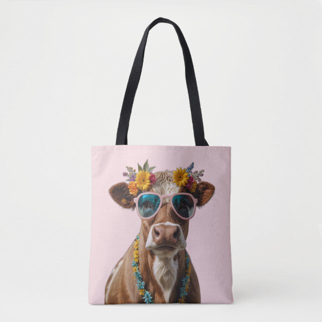 Bolso De Tela Vaca Alegre Con Gafas De Sol (Anverso)