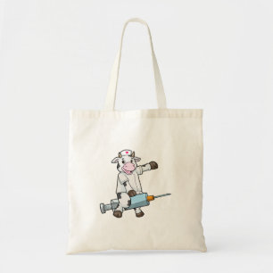 Bolso De Tela Vaca como enfermera con corazón y jeringas