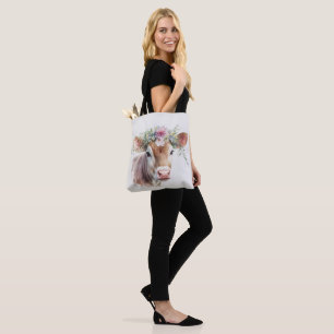 Bolso De Tela Vaca con flores