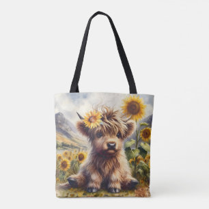 Bolso De Tela Vaca Cuta De La Región Autónoma Con Sunflower