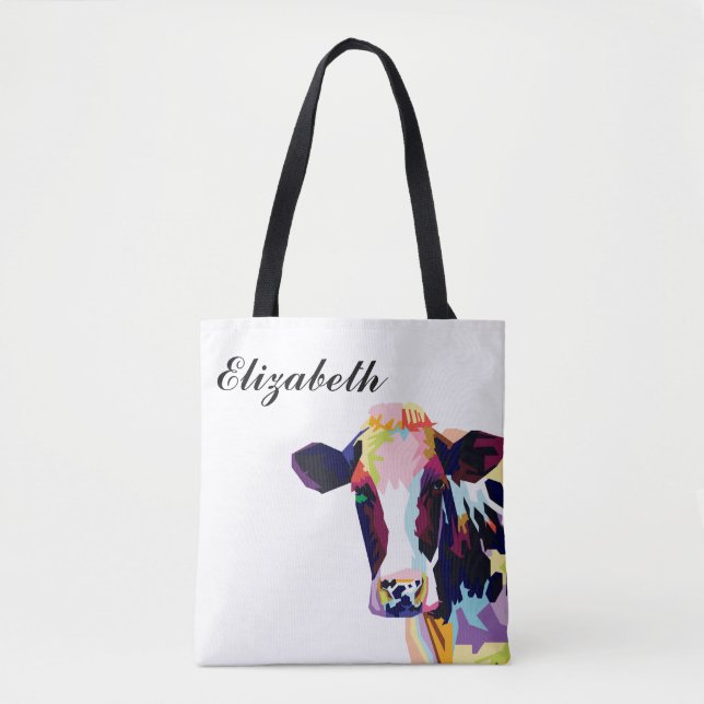 Bolso De Tela Vaca de arte pop colorida personalizada (Anverso)