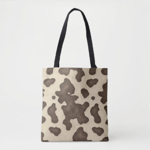 Bolso De Tela Vaca de cuero marrón rústico impresión occidental