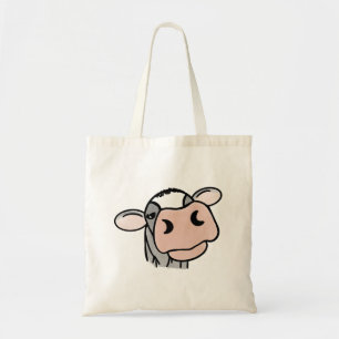 Bolso De Tela vaca de dibujos animados negro blanco rosa beso gr