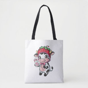 Bolso De Tela Vaca de fresa Kawaii Anime Fresa Leche _2