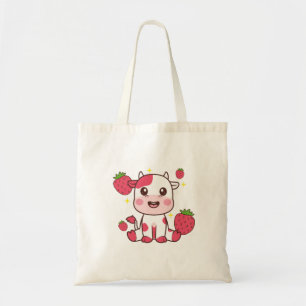 Bolso De Tela Vaca de fresa, vaca dulce, Mascota de vaca rosa