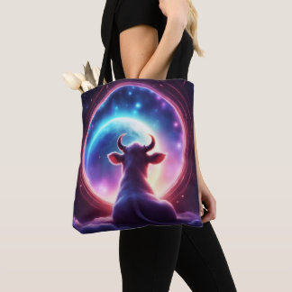 Bolso De Tela Vaca en el espacio mirando la tierra caprichoso ar