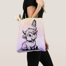 Bolso De Tela Vaca Highland con mariposa