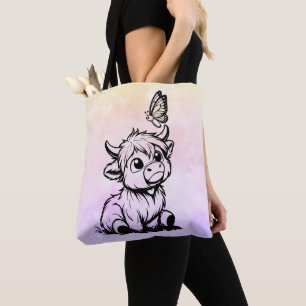 Bolso De Tela Vaca Highland con mariposa