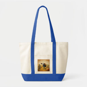 Bolso De Tela Vaca pastoral con heno bales